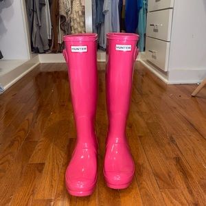 Tall Pink Hunter Rain boots 7